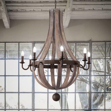 Ideal Lux - Ljuskrona på kedja MILLENNIUM 8xE14/40W/230V diameter 92 cm Björk/brun