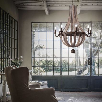 Ideal Lux - Ljuskrona på kedja MILLENNIUM 8xE14/40W/230V diameter 92 cm Björk/brun