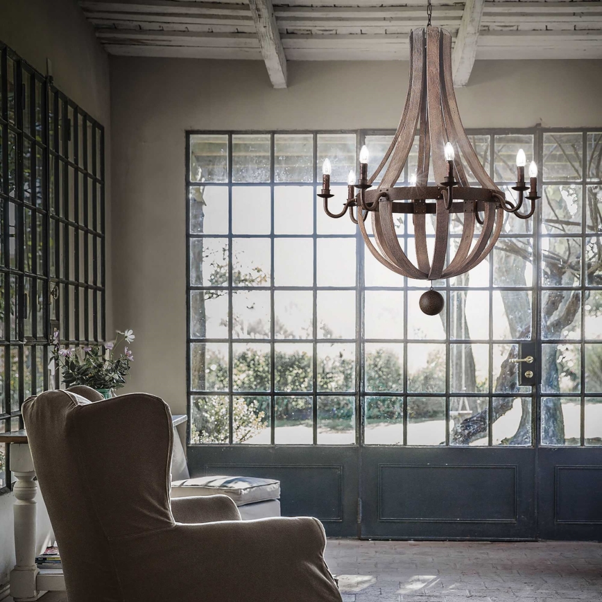 Ideal Lux - Ljuskrona på kedja MILLENNIUM 8xE14/40W/230V diameter 92 cm Björk/brun