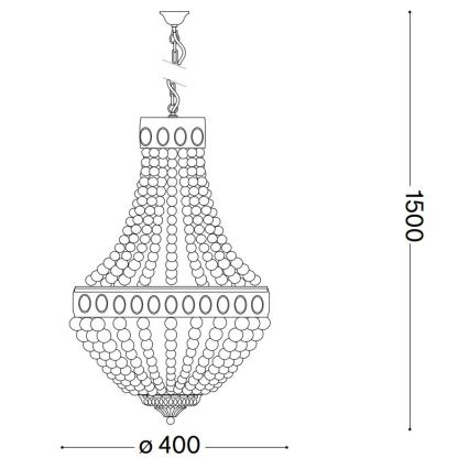 Ideal Lux - Ljuskrona på kedja MONET 5xE14/40W/230V diameter 40 cm hampa/vit