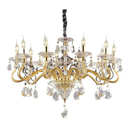 Ideal Lux - Ljuskrona i kristal med kedja NEGRESCO 10xE14/28W/230V diameter 85 cm guld