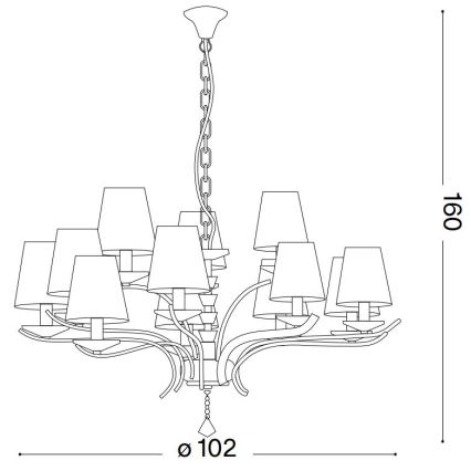 Ideal Lux - Ljuskrona i kristal med kedja PEGASO 12xE14/28W/230V diameter 102 cm guld