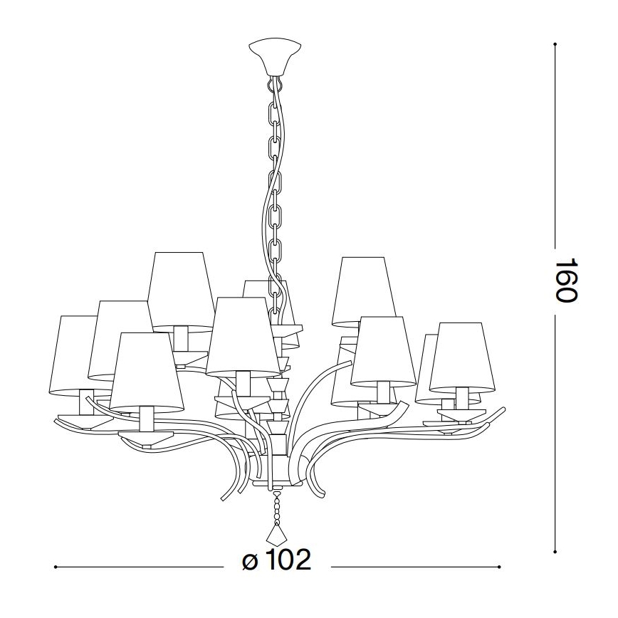 Ideal Lux - Ljuskrona i kristal med kedja PEGASO 12xE14/28W/230V diameter 102 cm guld