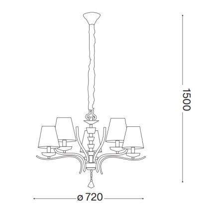 Ideal Lux - Ljuskrona i kristal med kedja PEGASO 5xE14/28W/230V diameter 72 cm guld
