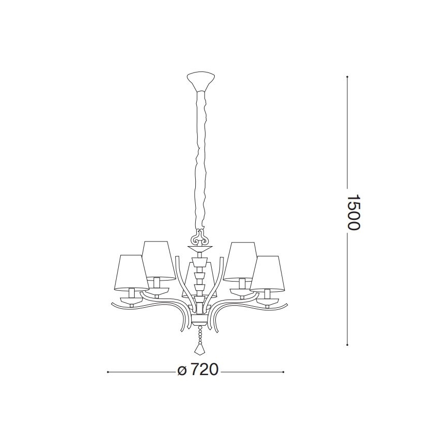 Ideal Lux - Ljuskrona i kristal med kedja PEGASO 5xE14/28W/230V diameter 72 cm skinande krom