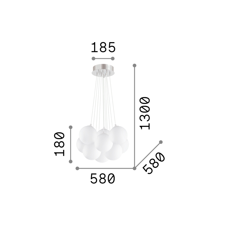 Ideal Lux - Ljuskrona på vajer MAPA 11xE14/40W/230V Ø 58 cm vit