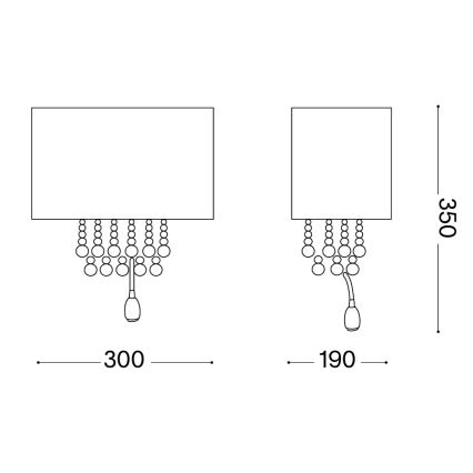 Ideal Lux - LED-kristallvägglampa OPERA 2xE14/40W/230V + LED/1W vit