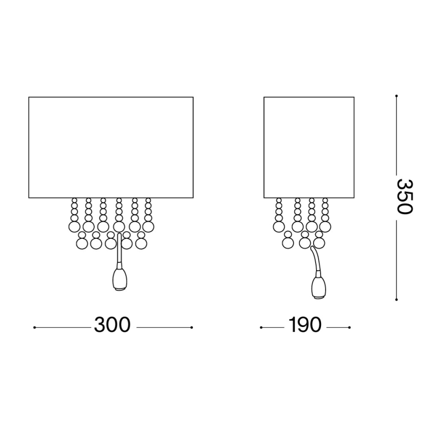 Ideal Lux - LED-kristallvägglampa OPERA 2xE14/40W/230V + LED/1W vit