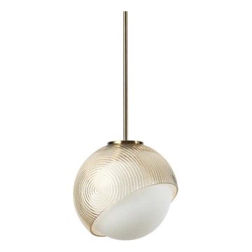 Ideal Lux - Pendel med kabel BLOOM 1xE27/42W/230V Ø 22 cm guld/rökbeige