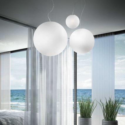 Ideal Lux - Pendel på kabel MAPA 1xE27/42W/230V Ø 20 cm vit