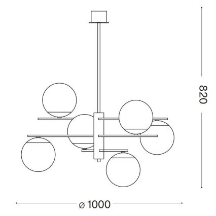 Ideal Lux - Pendelkrona GOURMET 6xE14/28W/230V diameter 100 cm guld