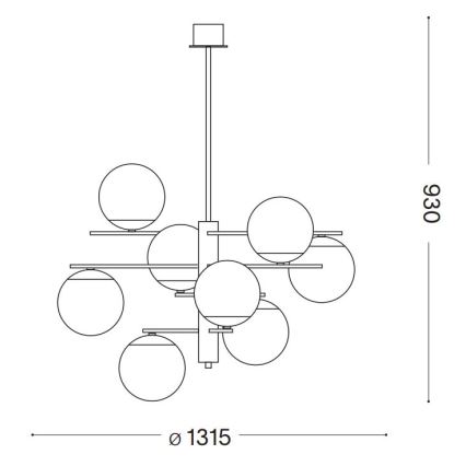 Ideal Lux - Pendelkrona GOURMET 9xE14/28W/230V diameter 131,5 cm guld