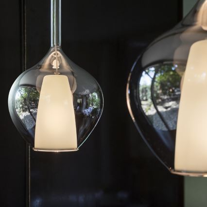 Ideal Lux - Pendellampa med kabel KALIQUE 1xE27/42W/230V Ø 18 cm rökfärgad svart