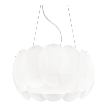 Ideal Lux - Pendellampa med vajer OVALINO 5xE27/60W/230V Ø 44 cm vit