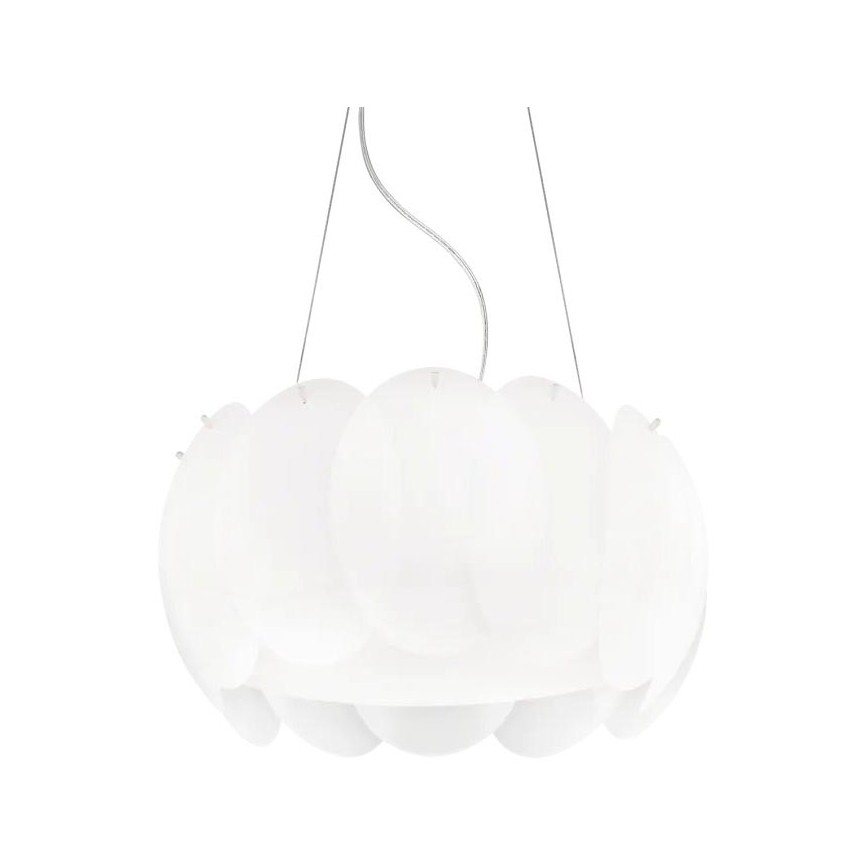 Ideal Lux - Pendellampa med vajer OVALINO 5xE27/60W/230V Ø 44 cm vit