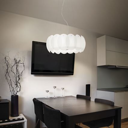 Ideal Lux - Pendellampa med vajer OVALINO 5xE27/60W/230V Ø 44 cm vit