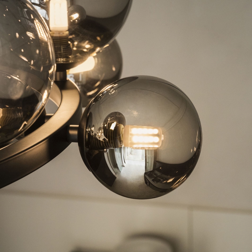 Ideal Lux - LED-ljuskrona med vajerupphängning PERLAGE 14xG9/3W/230V Ø 85 cm svart/rökfärgad