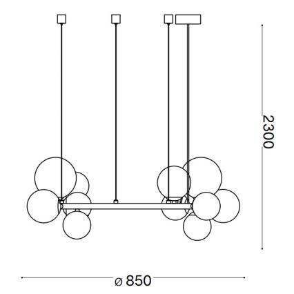 Ideal Lux - LED-ljuskrona med vajerupphängning PERLAGE 14xG9/3W/230V Ø 85 cm svart/rökfärgad