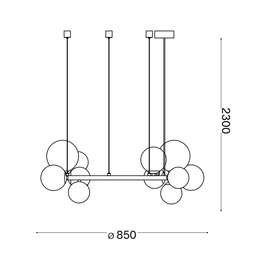 Ideal Lux - LED-ljuskrona med vajerupphängning PERLAGE 14xG9/3W/230V Ø 85 cm svart/rökfärgad