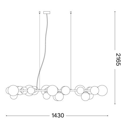 Ideal Lux - PERLAGE LED-ljuskrona på vajer 30xG9/3W/230V 143 cm guld/vit