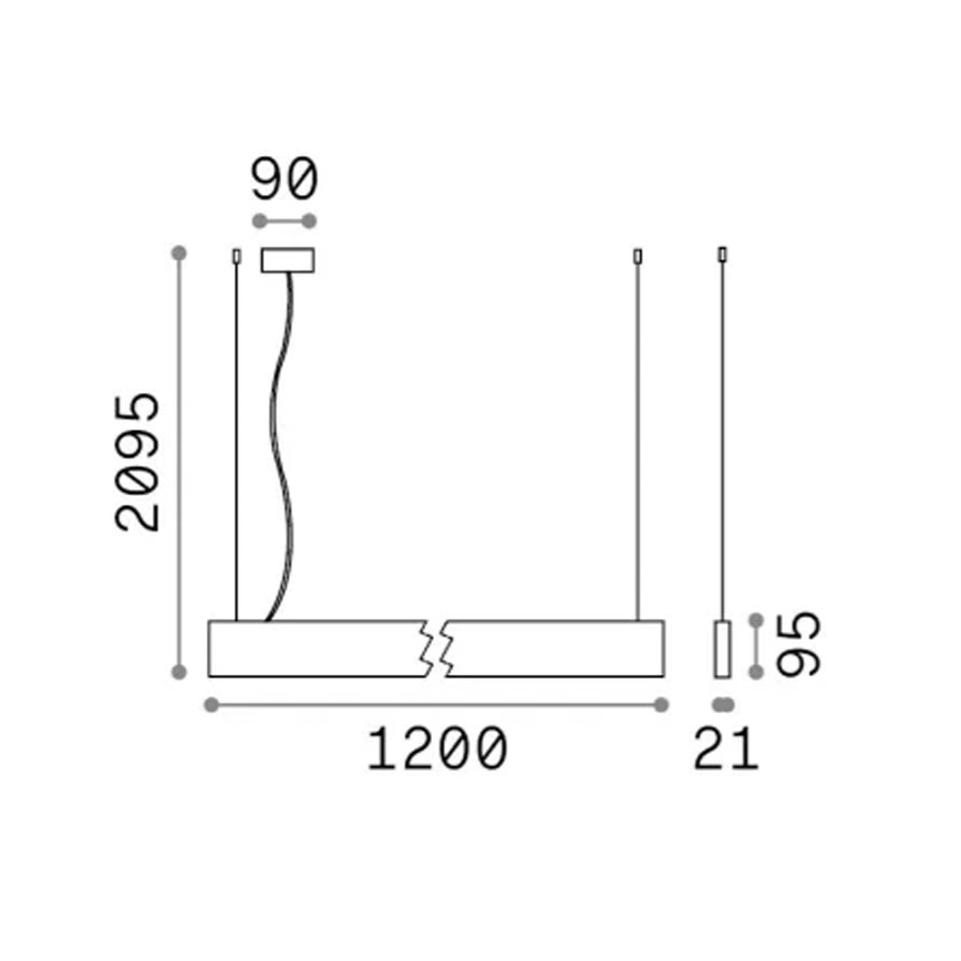 Ideal Lux - STEEL LED-hänglampa på vajer LED/29W/230V 3000K CRI 90 120 cm svart