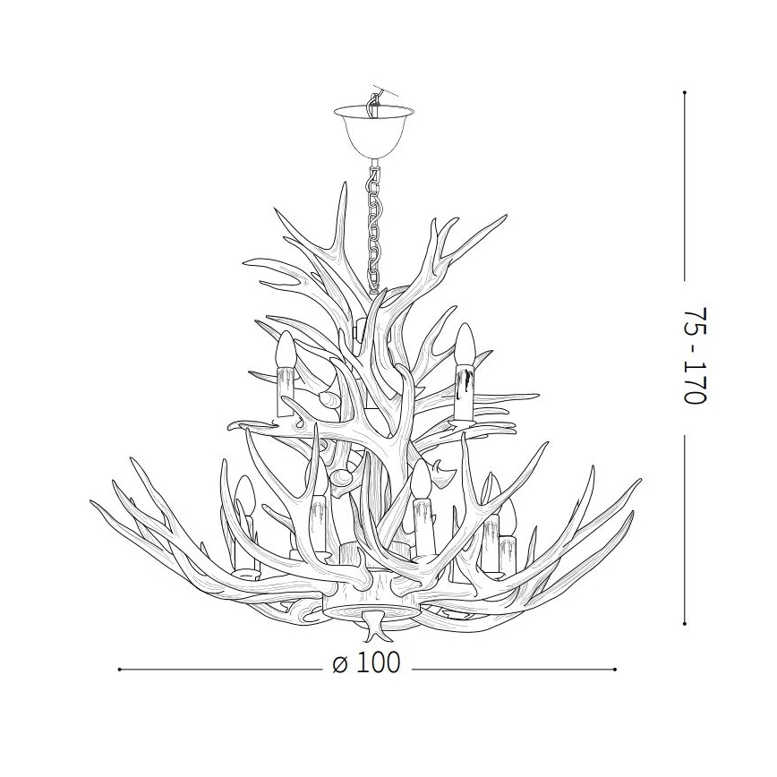 Ideal Lux - Taklampa på kedja CHALET 12xE14/40W/230V horn