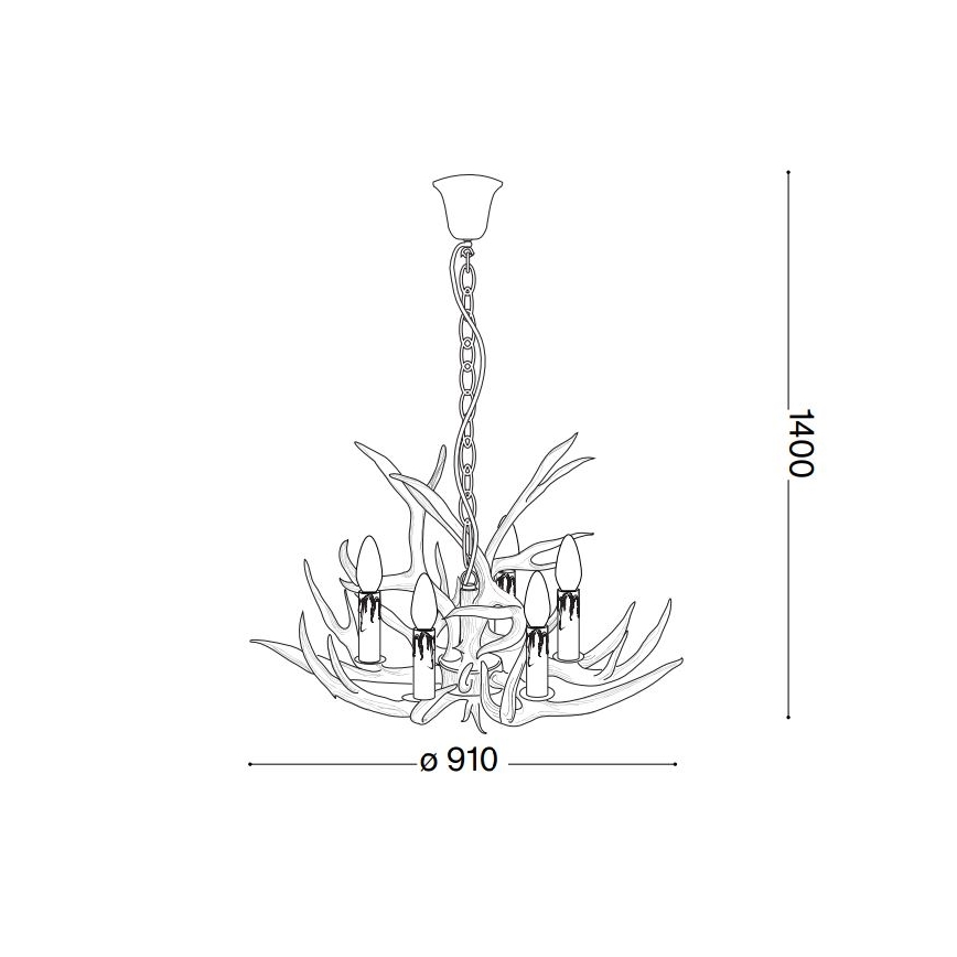 Ideal Lux - Taklampa på kedja CHALET 8xE14/40W/230V horn