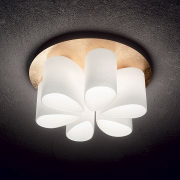 Ideal Lux - Taklampa DAISY 6xE27/52W/230V diameter 60 cm guld/vit