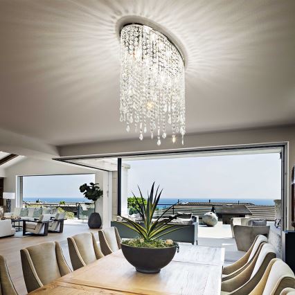 Ideal Lux - Taklampa i kristall RAIN 3xE14/40W/230V, polerad krom