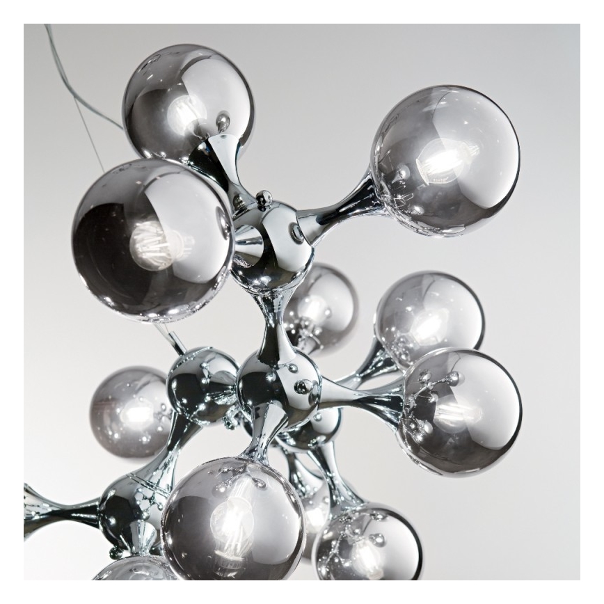 Ideal Lux - Taklampa med vajerupphängning NODI, 15 x E14, 28 W, 230 V, Ø 105 cm, polerad krom
