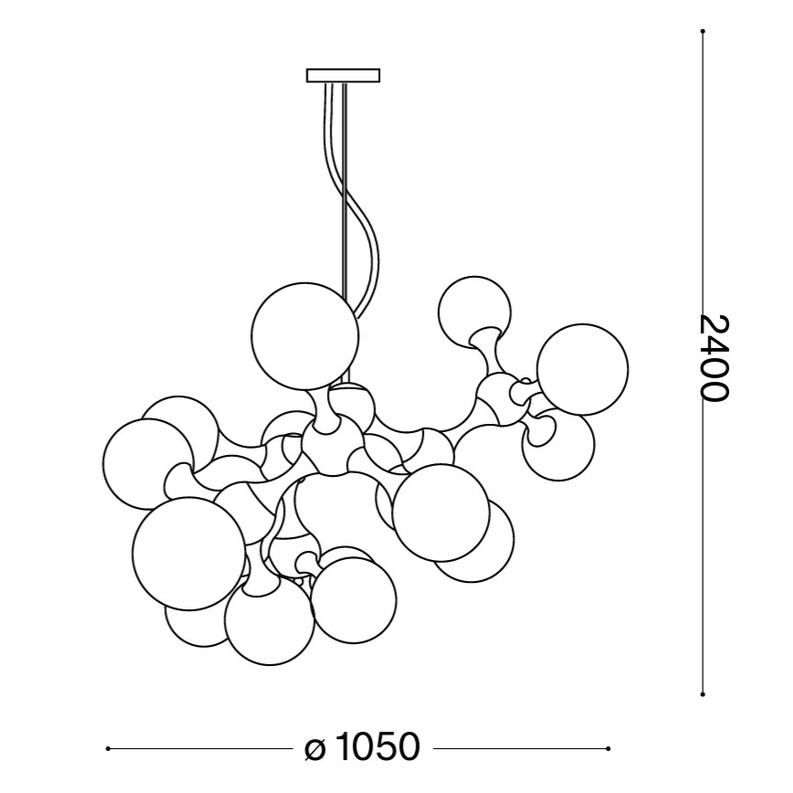 Ideal Lux - Taklampa med vajerupphängning NODI, 15 x E14, 28 W, 230 V, Ø 105 cm, polerad krom