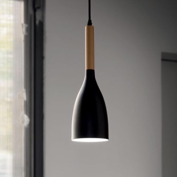 Ideal Lux - Taklampa på kabel MANHATTAN 1xE14/40W/230V Ø 11 cm svart/bok