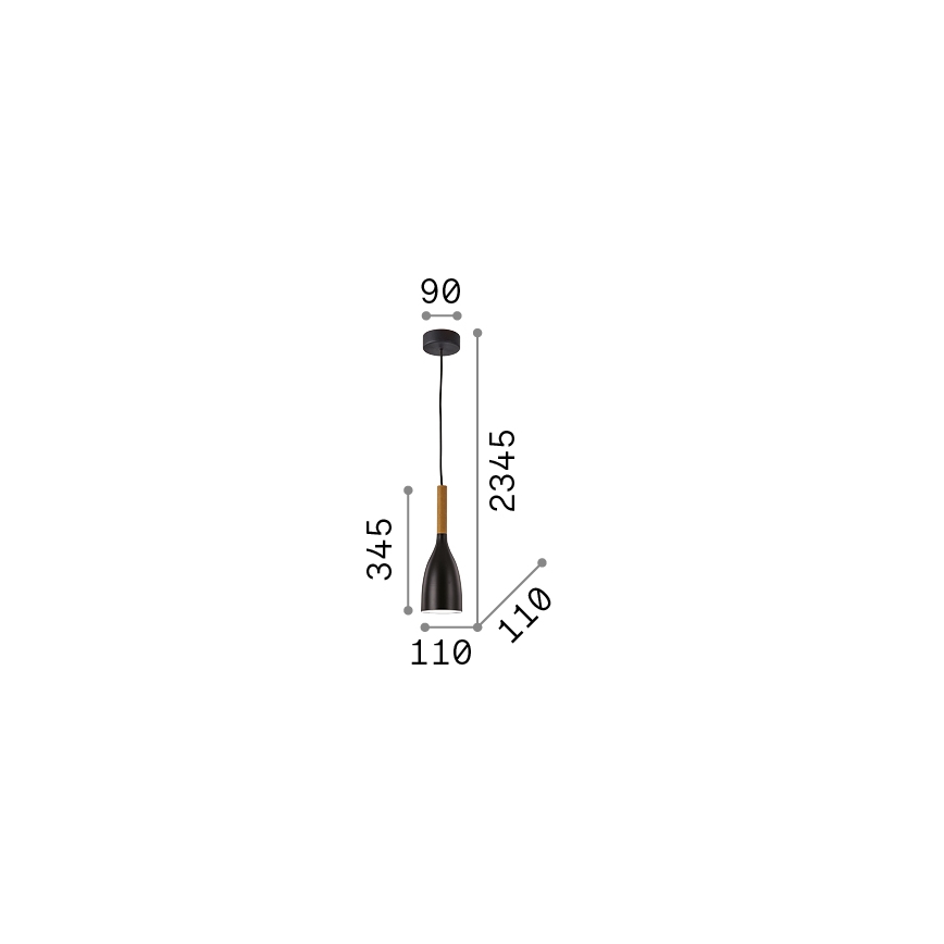 Ideal Lux - Taklampa på kabel MANHATTAN 1xE14/40W/230V Ø 11 cm svart/bok
