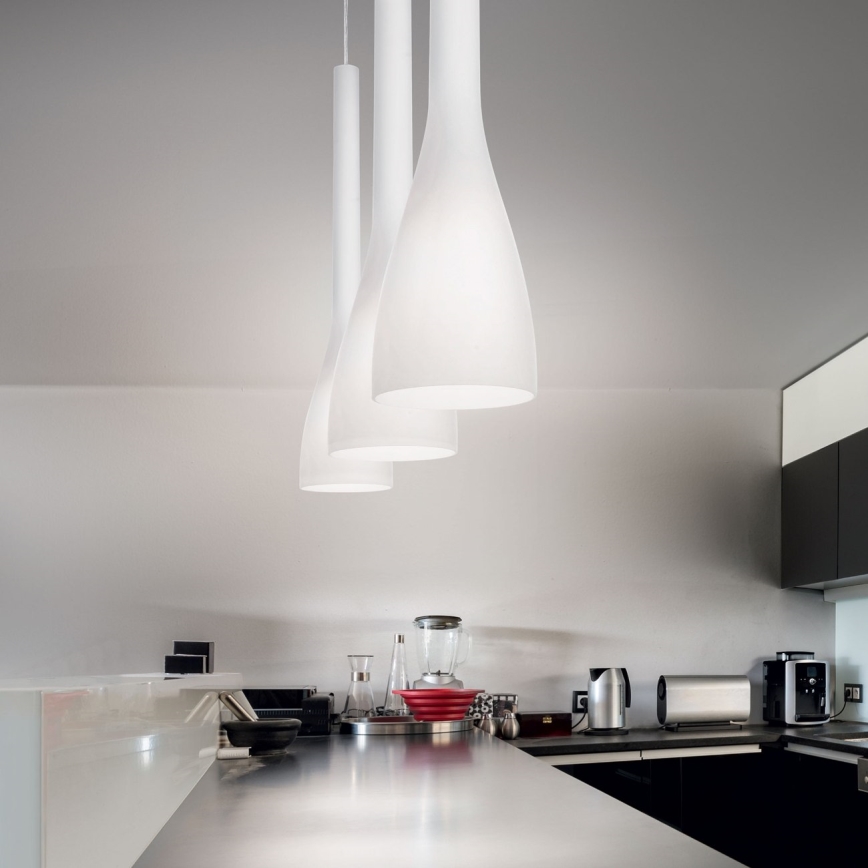 Ideal Lux - Takpendel med sladd FLUT 1xE14/40W/230V Ø 10,5 cm vit