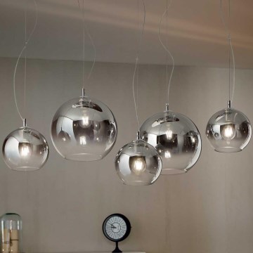 Ideal Lux - Takpendel med vajer NEMO PLUS 5xE27/42W/230V blank krom/rökgrå