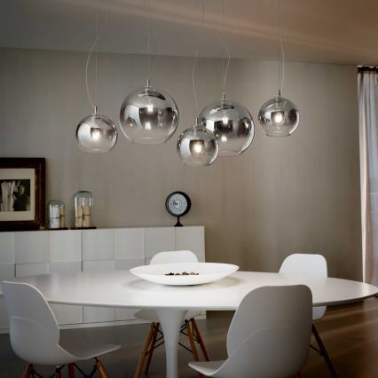 Ideal Lux - Takpendel med vajer NEMO PLUS 5xE27/42W/230V blank krom/rökgrå