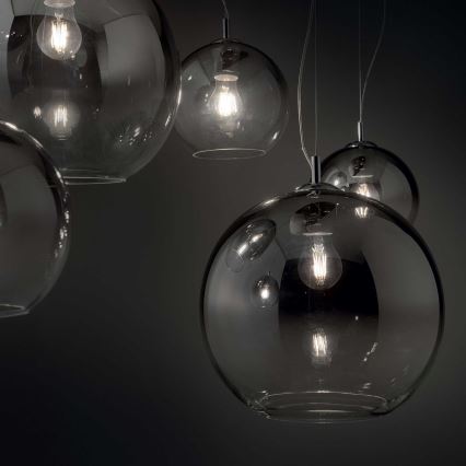 Ideal Lux - Takpendel med vajer NEMO PLUS 5xE27/42W/230V blank krom/rökgrå