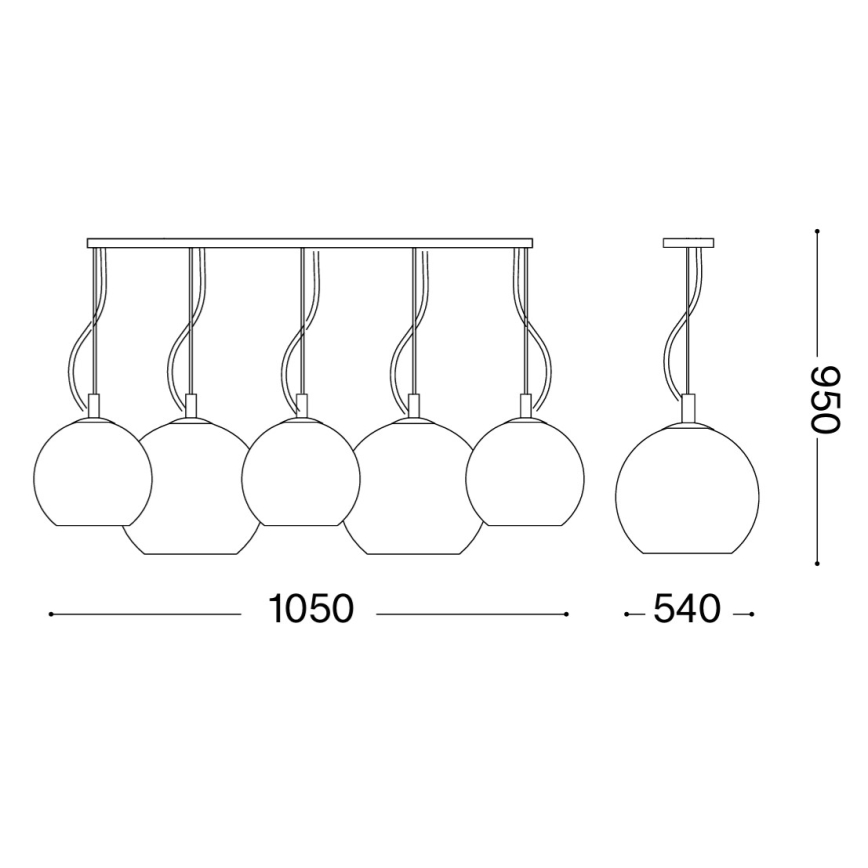 Ideal Lux - Takpendel med vajer NEMO PLUS 5xE27/42W/230V blank krom/rökgrå
