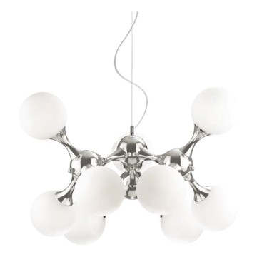 Ideal Lux - Takpendel på vajer NODI 9xE14/28W/230V Ø 80 cm blank krom/vit