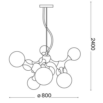 Ideal Lux - Takpendel på vajer NODI 9xE14/28W/230V Ø 80 cm blank krom/vit
