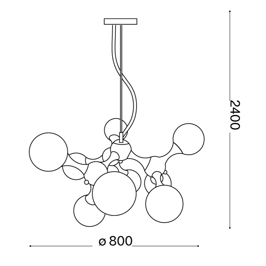 Ideal Lux - Takpendel på vajer NODI 9xE14/28W/230V Ø 80 cm blank krom/vit