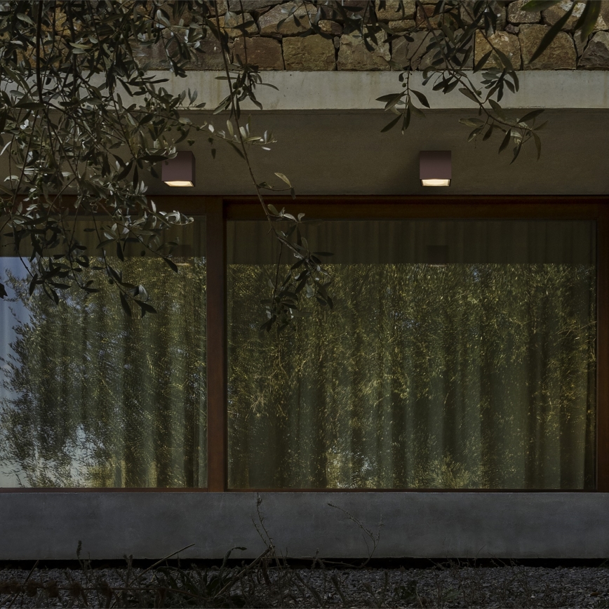 Ideal Lux - Utomhus-spotlampa TECHO 1xGU10/20W/230V 9x9 cm IP54 brun