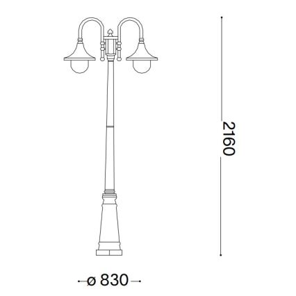 Ideal Lux - Utomhuslampa CIMA 2xE27/52W/230V 216 cm IP43 patina