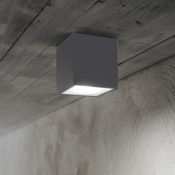 Ideal Lux - Utomhusspotlampa TECHO 1xGU10/20W/230V 15x15 cm IP54 antracit