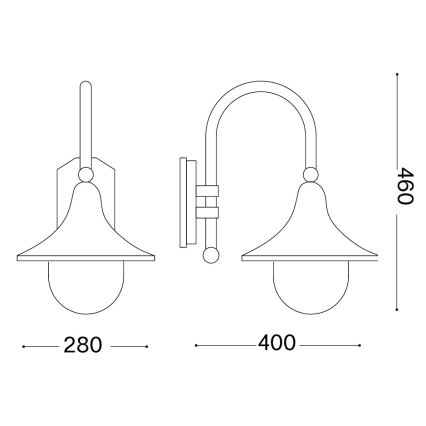 Ideal Lux - Utomhusvägglampa CIMA 1xE27/52W/230V IP43 antracit