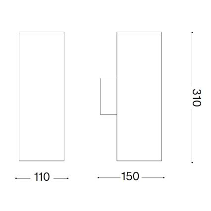 Ideal Lux - Utomhusvägglampa GUN 1xE27/60W/230V 31 cm IP54 grå