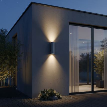 Ideal Lux - Utomhusvägglampa GUN 1xGU10/35W/230V 21 cm IP44 grå