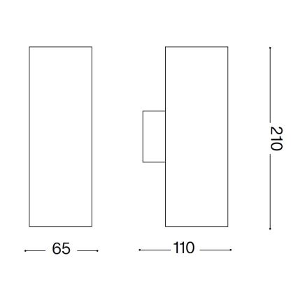 Ideal Lux - Utomhusvägglampa GUN 1xGU10/35W/230V 21 cm IP44 grå