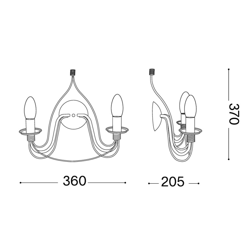 Ideal Lux - Vägglampa CORTE 2xE14/40W/230V koppar