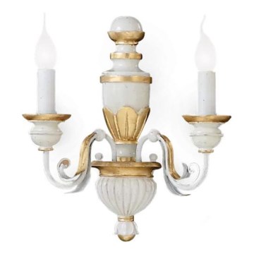 Ideal Lux - Vägglampa FIRENZE 2xE14/40W/230V vit/guld